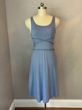 Periwinkle Lavender Cotton Criss Cross Detail Midi Tank Dress Y2K Minimalist